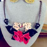 Artisan Vintage  made polymer clay kissing leopards necklace Photo 0