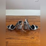 ZARA  Women’s NWOB Silver Glitter‎ Ankle Strap Block Heels Size 7.5 (38) Photo 4