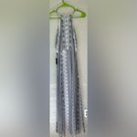 EXPRESS NWT  fully lined, silver, white halter neck, back slit maxi dress; XS Photo 5