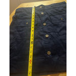 Nicole Miller L Navy Linen Button Front Mini Skirt with Brown Buttons new w tag Photo 4