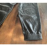 Banana Republic  Black Faux Leather Elastic Tie Waist‎ Pants Women's Size Medium Photo 4