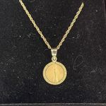 10k Gold Virgin Mary Cross Pendant Necklace 18” real Yellow Gold Religious Charm Photo 2