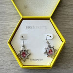 Bomb Party Mirror Mirror Earrings Lab Created Pink Tourmaline EUC IN BOX Photo 0