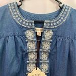 Knox Rose Boho Embroidered Sleeveless Chambray Denim Jean Shift Dress Small NWT Photo 2
