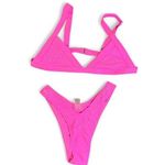 Women's Hot Pink Bikinis with rhinestones no padding no underwire size small Photo 2