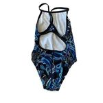 TYR Durafast Lined Blue Black White Floral Racerback Performance Girls Women’s S Photo 4