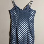 Paper Crane Polka Dot Bodycon Mini Dress Women's Medium Blue White Pin-Up Retro Photo 7