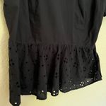 Who What Wear , Eyelet Peplum Top, Black, 100% Cotton, Puff Sleeve Blouse Photo 7