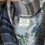Living Doll Los Angeles Open Front Floral Blue Plaid Cardigan Size XL Photo 5