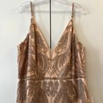 Mac Duggal  6015 V neck Sequin Embellished Gown Apricot Pink size 14 Photo 3