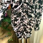 ZARA "Dita" Satin Effect Ruched Print Mini Dress in Purple/Black Photo 8