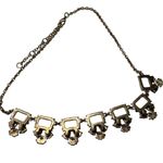 Vintage Milk Glass Bib Necklace Statement Jewelry Mid Century Modern MCM u Gold Photo 3