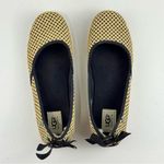 UGG  Indah Tan Burlap Shoes Black Polka Dots Canvas Flat Loafers Women's 9 EUR 40 Photo 5