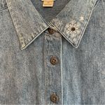 Christopher & Banks  Denim Shirt Women’s M Snow Days Snowman Snowflake Embroidery Photo 4