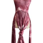 Strapless Coral White Sangria Tie Dye Ombre Print Stretch Maxi Dress Size Small Photo 9