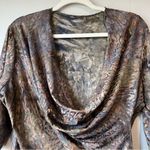 Y2k metallic cheetah 90s spice print animal mob boss cowl neck rachel copper low Brown Size L Photo 3