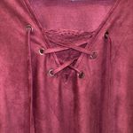 ISABEL HAYLEY BRAND MAROON TOP 3/4” SLEEVE LACE UP TIE IN FRONT LACE LIKE CUTOUT Red Size L Photo 1