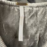 Free People Crushed Velvet Ruched Bomber Jacket Full Zip Varsity Collar Gray S Photo 7