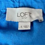 Loft  Blue Linen Peasant Blouse Coastal Beach Boho Hippie Preppy Nautical S Photo 8