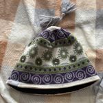 Cloudveil Womens Knit Beanie Hat Tassel Purple Green Geometric Pattern One Size Photo 0