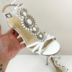 Kate Spade Sandals Womens 8.5 White Embellished Open Toe Ankle Strap Heels Photo 1