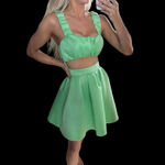 ASOS DESIGN structured 2-in-1 A-line and skater mini dress with ruffled bust Photo 1