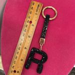 Initial R Black Crystal Keychain purse charm Accessory NIP Photo 2