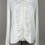 Carlo Colucci Cardigan Jacket Womens 46 Ivory Full Zip Up Pleated Long Sleeve XL Photo 0