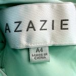 Azazie  Bridesmaid Dress Maxi Pleated Sleeveless Mock Neck Bow Mint A4 Photo 2