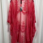 Torrid  Pink Mesh Embroidered Ruana Kimono Sz.OS NWT Photo 5