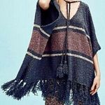 Free People  Striped Fringe Juno Boucle Poncho Sweater Photo 1
