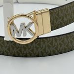 Michael Kors  Belt Twist Reversible Leather MK‎ Logo Buckle White Khaki XL Photo 2