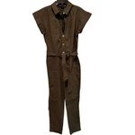 Veronica Beard Jeans Eakin Jumpsuit Tapered Leg Cap Sleeve Army Green S NWT Photo 2