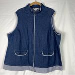 Allison Daley  II Denim Jean Full Zip Vest With Striped Trim Women’s Sz 22W Photo 0