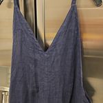 đź’•FRESH LAUNDRYđź’• 100% Linen Cropped Wide Leg Jumpsuit Blue Large *Flawed* NWOT Photo 4