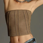 Pilcro  Anthropologie Corset Sweater crop Top Women’s size S NEW brown Photo 0