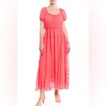 La Ligne Isabelle‎ Silk Puff Sleeve Dress adjustable coral pink NWT XS Photo 3