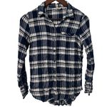 Lucky Brand Women XS Blue Plaid Thrashed Collar Button Down Shirt Casual Momcore Photo 1