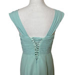 Bill Levkoff Gown Formal Maxi Bridesmaid Corset Back Draped Sleeveless Mint 6 Photo 6