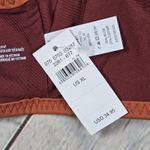 Aerie Scoop Bikini Top Brown Peach Trim V Neck Plunge Size XL Photo 3