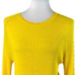 Ann Taylor Sweater Ribbed Ruffle Sleeves Fitted Bright Yellow Women Size Large Photo 5