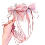 SheIn 2 Piece Bow Long Ribbon Hair Clips in Pink Photo 0