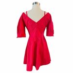 Derek Lam  10 CROSBY Cotton Poplin Red Dress Off Shoulder Mini Puff Sleeves 4 EUC Photo 3
