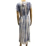 Blue Island Blue White Crochet Lace Trim Slit Short Sleeve Swim Coverup Size XS Photo 2