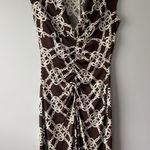 Trina Turk Women's Brown Patterned Silk Jersey Shift Dress Size 2 Business Photo 0