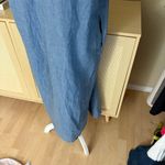 LORETTA CAPONI Denim Chambray Midi Dress Embroidered Detail Size Small Blue Photo 4