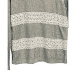 Bass Womens Pullover Sweater Size L Gray White Lace Stripe Long Sleeve Cotton Size L Photo 3