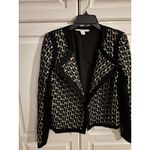 Diane Von Furstenberg DVF Geometric Knit Jacket Blazer Black White Size 8 Photo 1