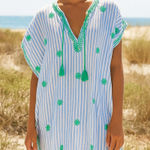 J.Crew  Embroidered Beach Tunic In Stripe L2790 Vacation Floral Size S Photo 0