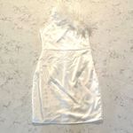 Altar'd State Altar’d State Savannah one shoulder feather trim white mini dress, size small Photo 6